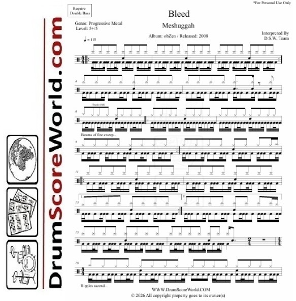 Meshuggah - Bleed I Drum Sheet